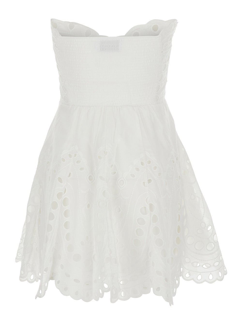Dress Bail with Heart Neckline and Scalloped Edges in White Cotton Blend for Women Polyester