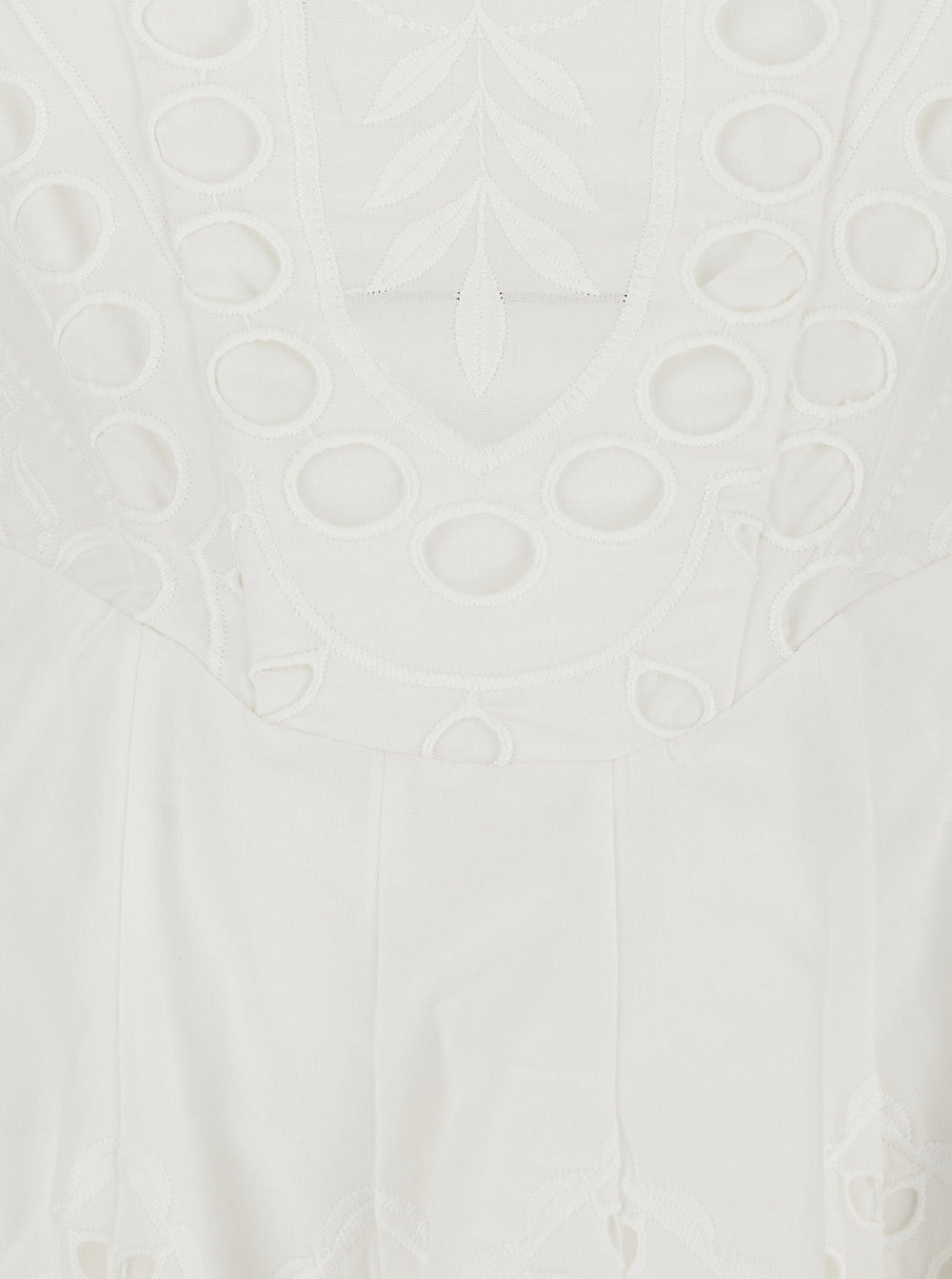 Dress Bail with Heart Neckline and Scalloped Edges in White Cotton Blend for Women Polyester