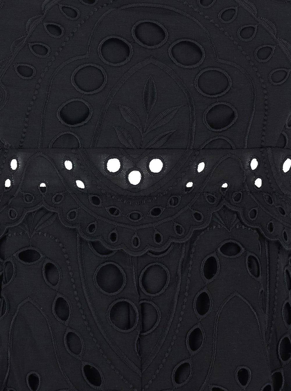 Long Glimmer Dress with Thin Straps and Scalloped Edges in Black Cotton Blend for Women Polyester