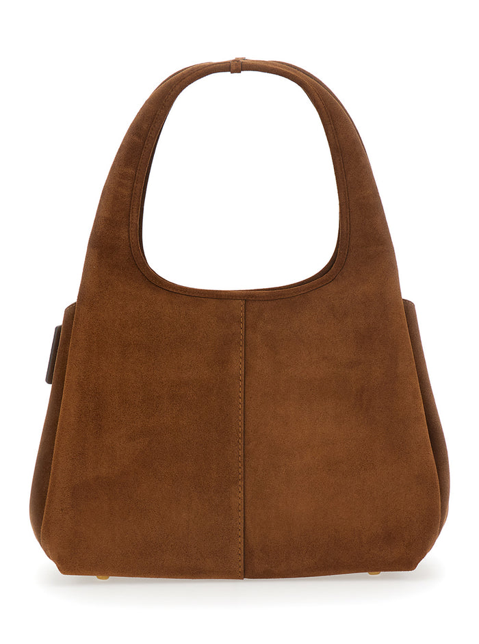 Shoulder Bag Suede Lana With Details And Logo Brown Woman