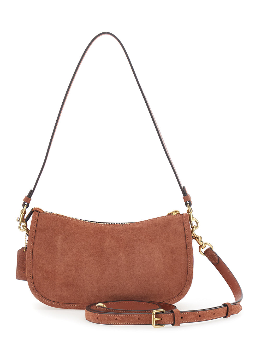 Crossbody Bag With Suede Details And Logo Brown Woman