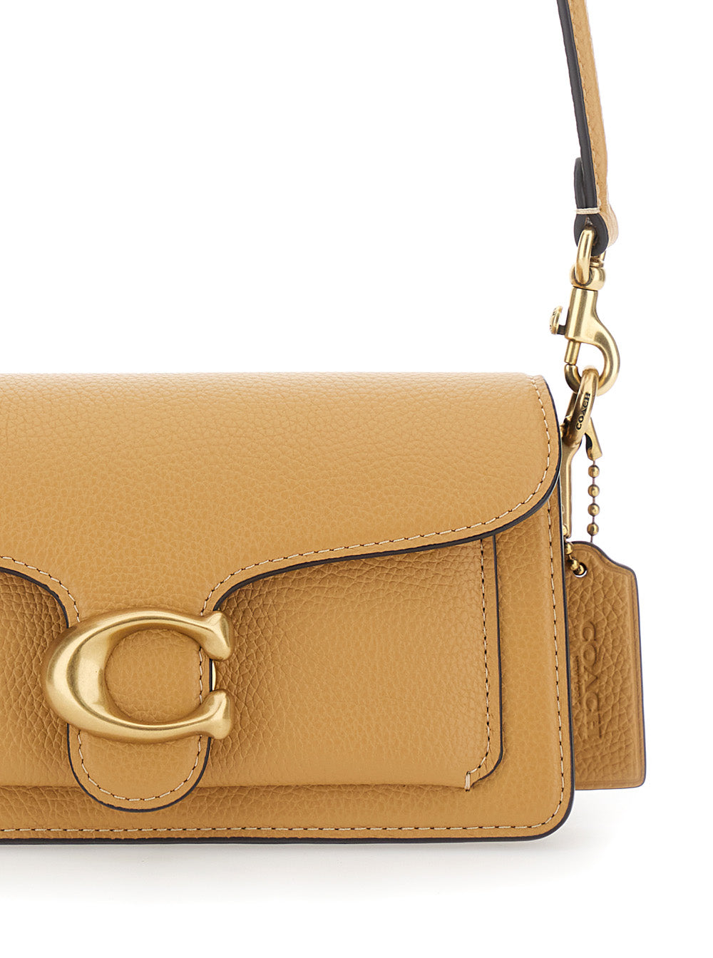 Tabby Shoulder Bag with Plaque Detail in Beige Leather for Women Cow
