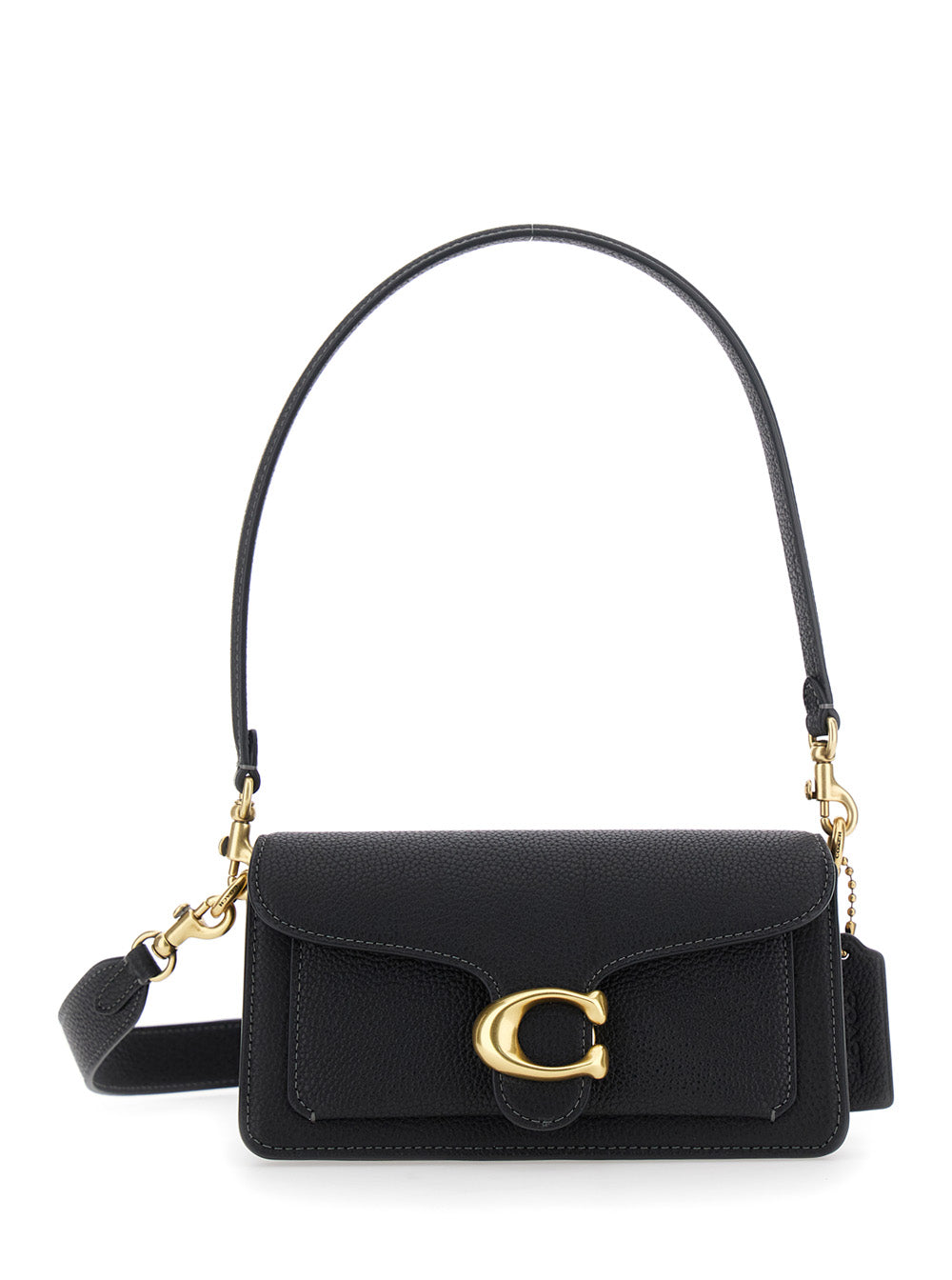 Tabby 20 Black Shoulder Bag with Removable Handle and Logo Plaque on the Front in Leather Woman Cow