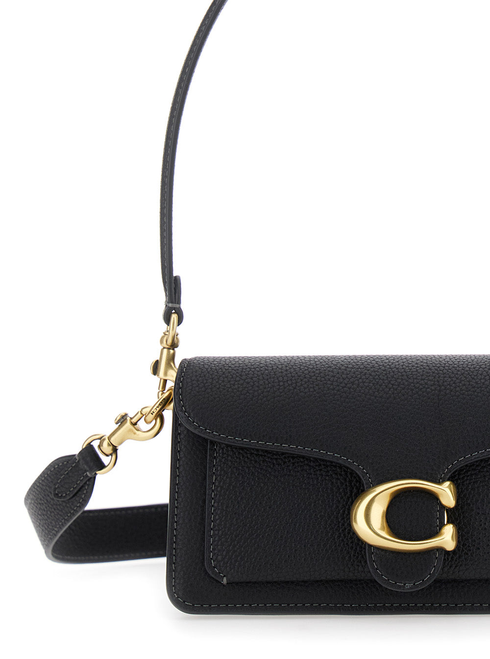 Tabby 20 Black Shoulder Bag with Removable Handle and Logo Plaque on the Front in Leather Woman Cow
