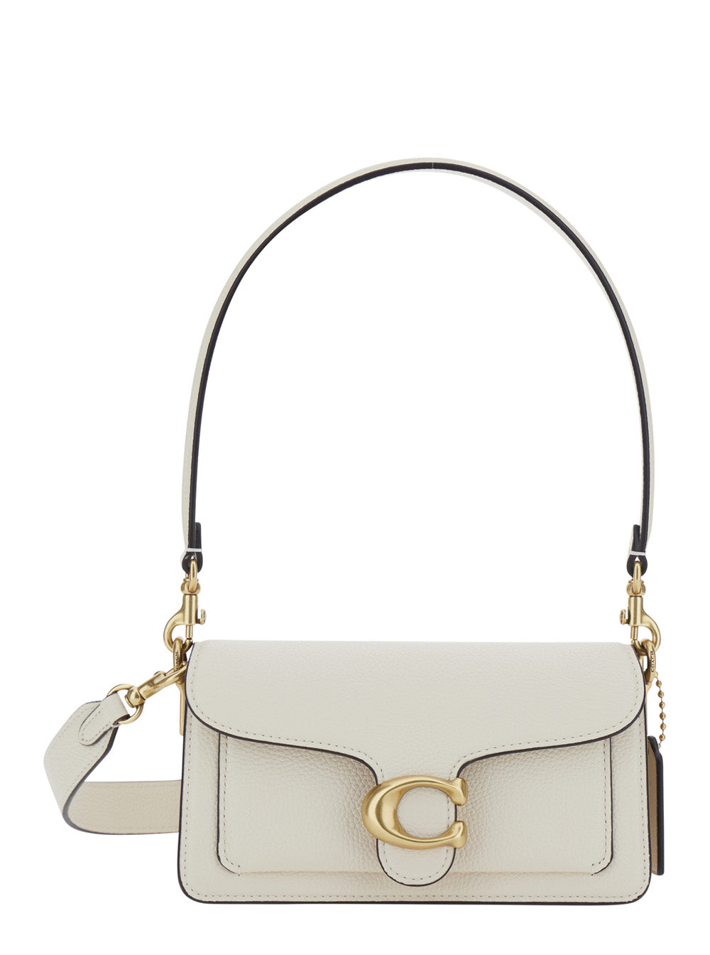 Tabby 20 White Coach Shoulder Bag With Removable Handle And Logo Plate On The Front In Leather For Women Cow