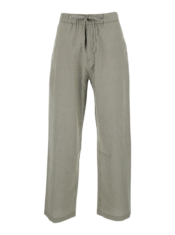 Lounge Pants STRIPE COTTON Green with Side Pockets for Men Trousers
