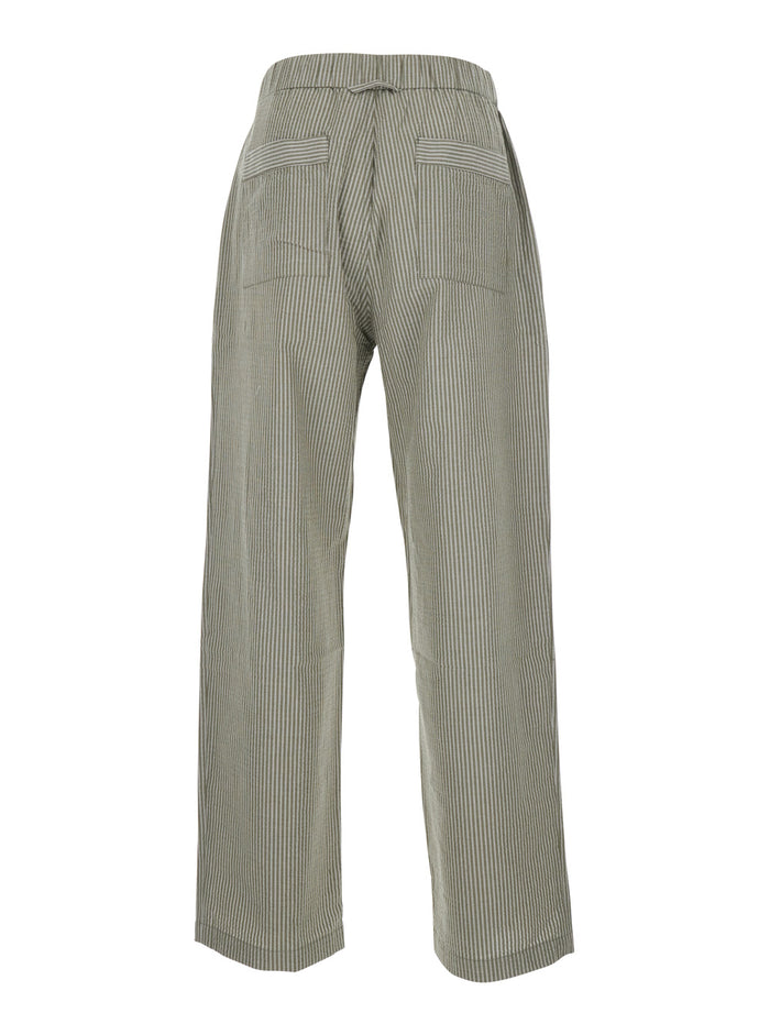 Lounge Pants STRIPE COTTON Green with Side Pockets for Men Trousers