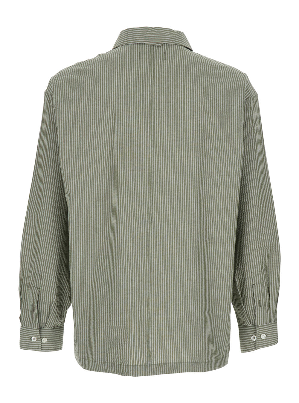 Stripe Cotton Lounge Shirt Green Long Sleeve With Motif For Women And Blouses