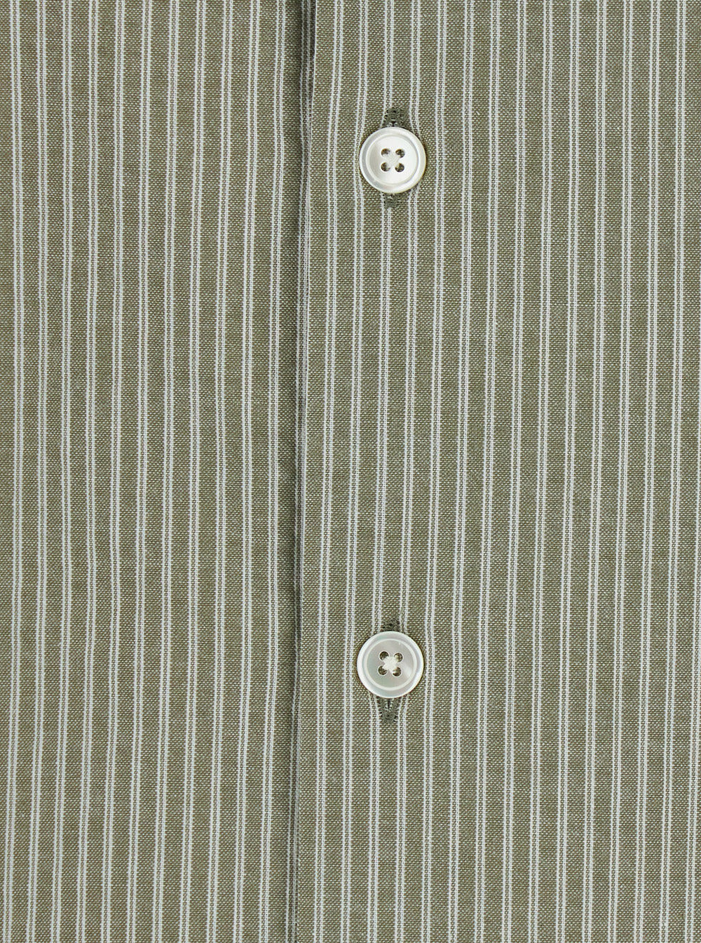 Stripe Cotton Lounge Shirt Green Long Sleeve With Motif For Women And Blouses