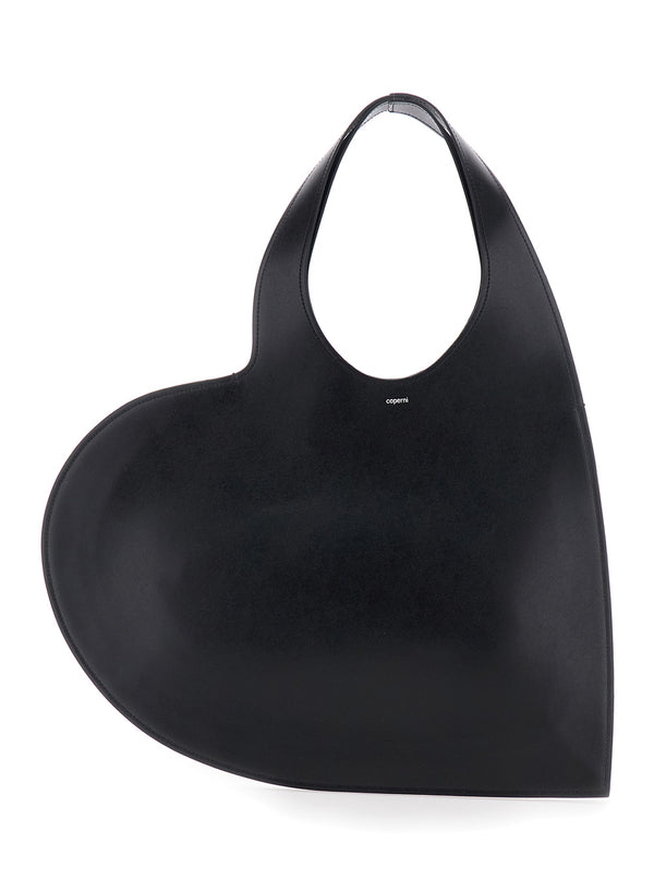 Shoulder Bag Heart Silhouette Black Suede Cow Leather