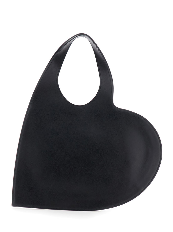 Shoulder Bag Coperni with Cut-Out Handle and Heart Silhouette in Black Suede for Women Cow Leather