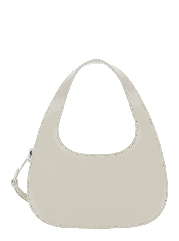 Shoulder Bag Slim Swipe Phone Baguette Beige Cowhide Leather