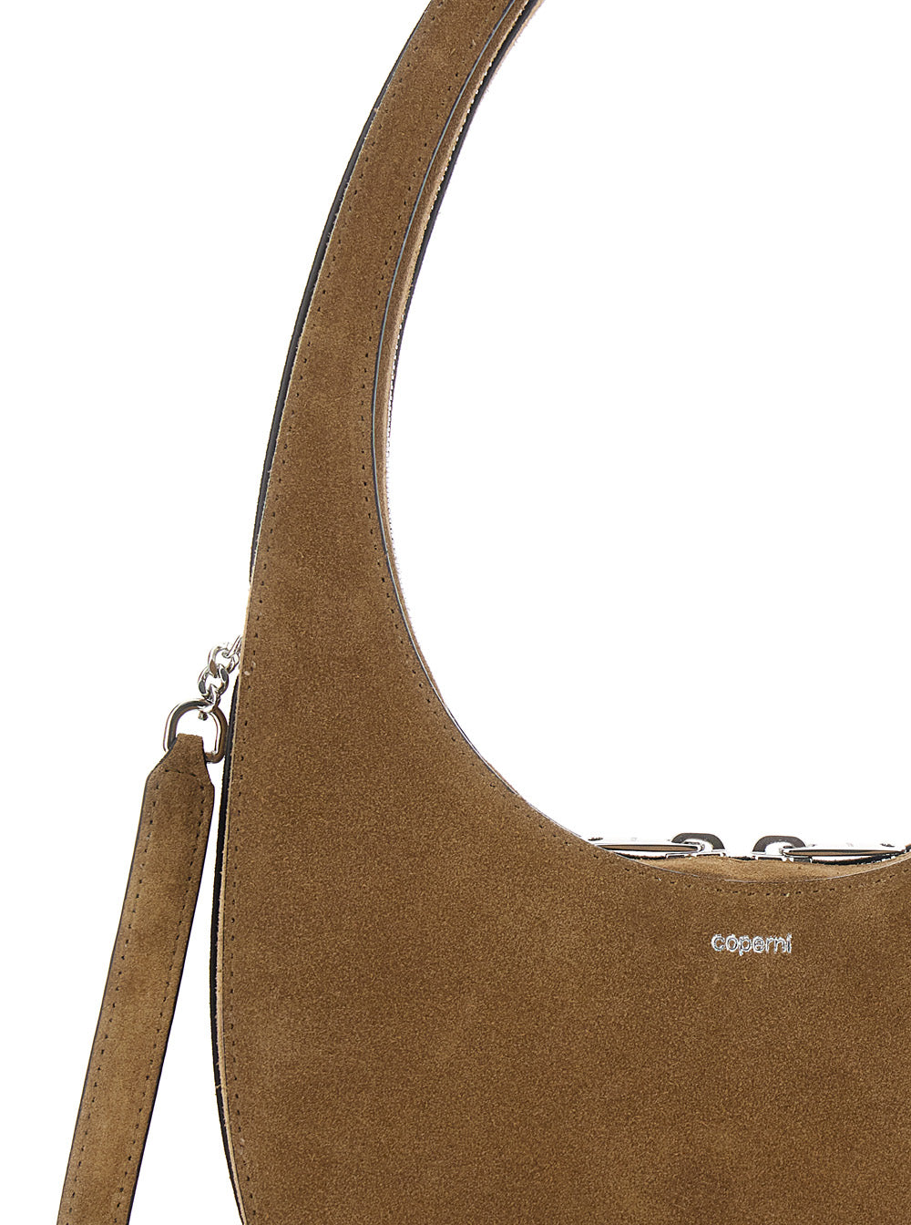 Swipe Shoulder Bag with Embossed Logo and Adjustable Removable Brown Suede Strap for Women Cow Leather Crossbody