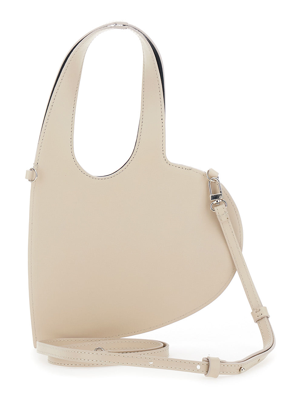 Baby Heart Shoulder Bag in Shape with Adjustable and Removable Beige Leather Strap for Women Cow Crossbody
