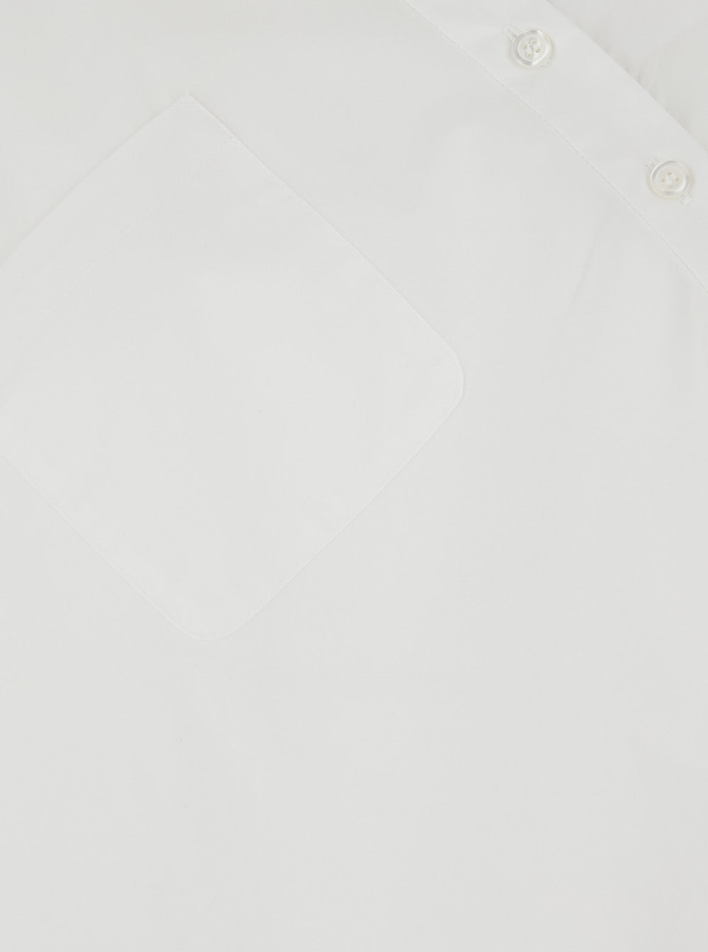 Shirt Heart with Asymmetrical Buttoning and Chest Pocket in White Cotton for Women Blouses