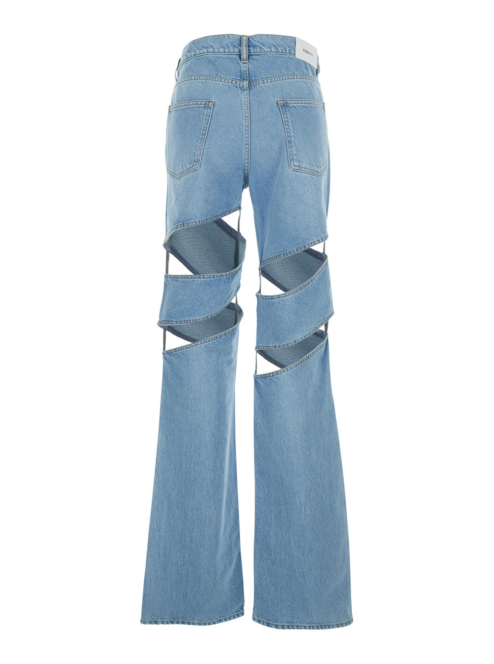 Spiral Cut-Out Design Jeans with Logo Patch on the Back in Light Blue Denim for Women Organic Cotton