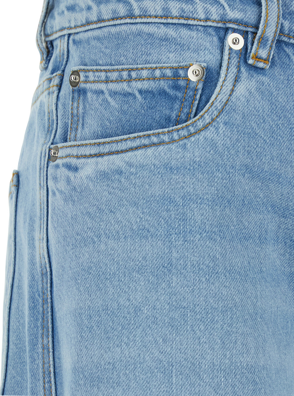 Spiral Cut-Out Design Jeans with Logo Patch on the Back in Light Blue Denim for Women Organic Cotton