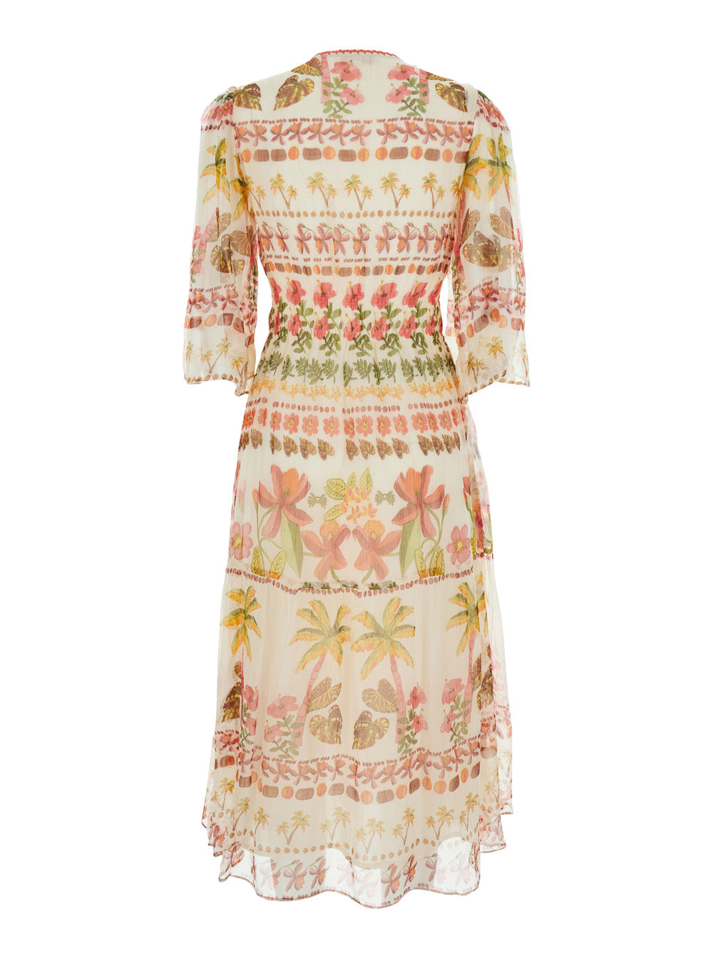 Melina Robe White Dress Long With V-Neck And Short Sleeves Viscose Women