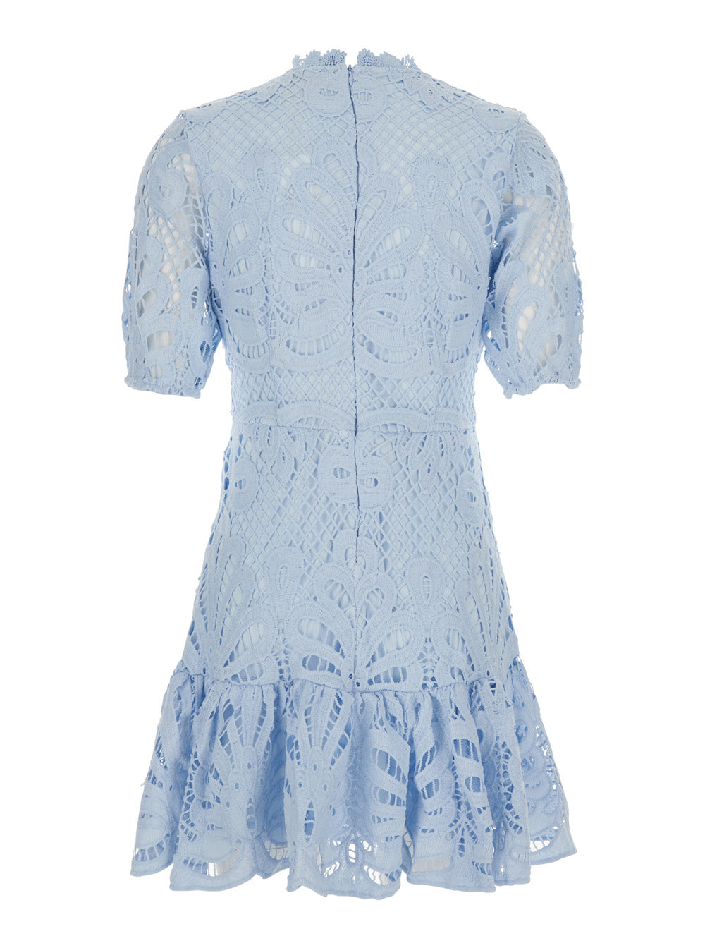 Long Dress Girasol With V-Neck And Short Sleeves Blue Polyester For Women Blu