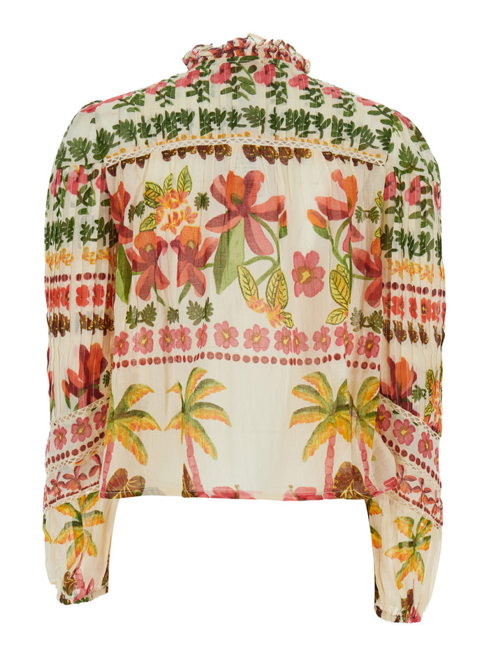 Blouse Axelle White With Long Sleeves And Lace Details For Women Cotton Shirts Blouses