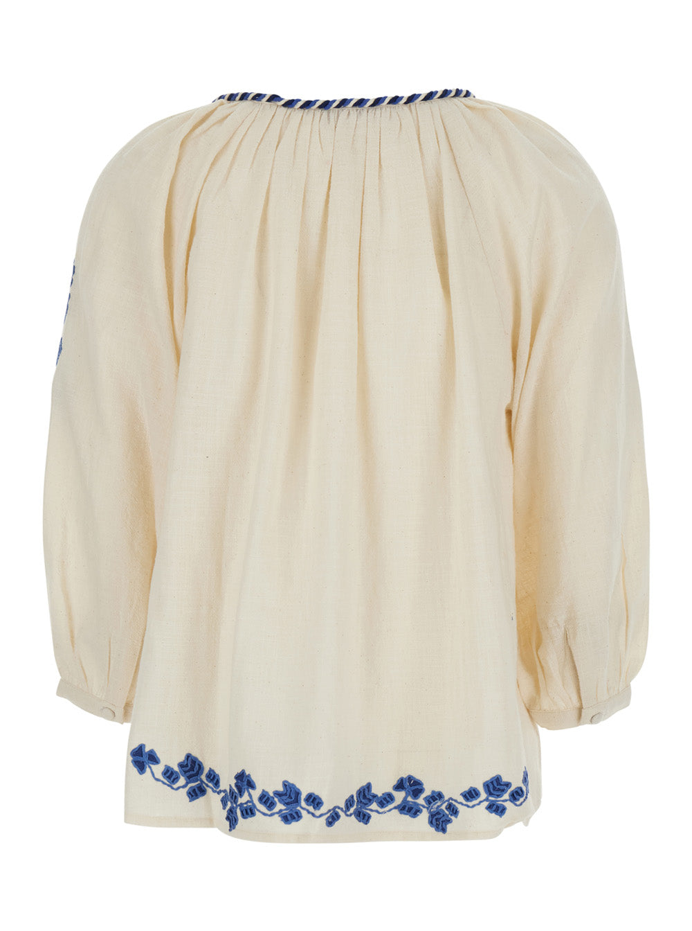 Blouse Enora White With Long Sleeves And Cotton Lace Details For Women Shirts Blouses