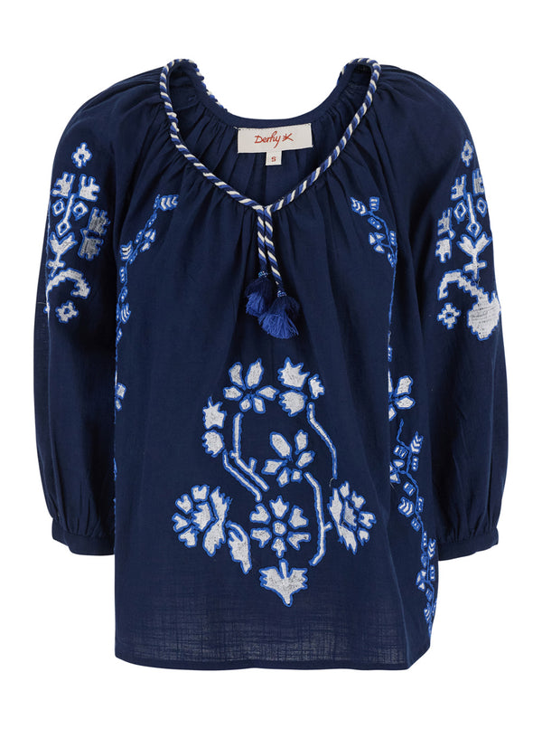Blouse Enora Blue Cotton Blouses