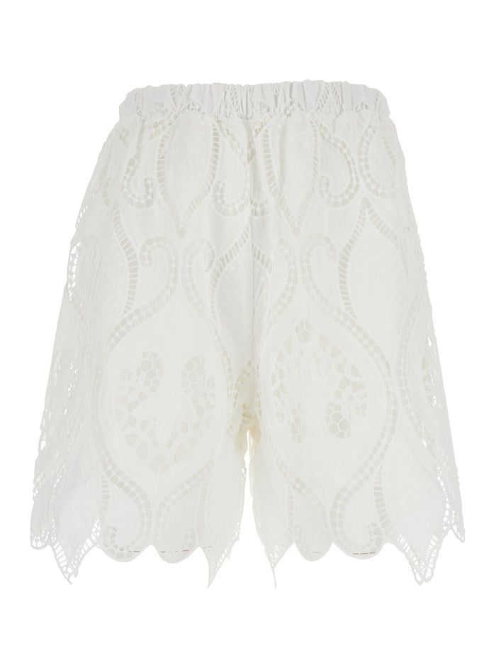UKULELE SHORT with contrast details in White Polyester for Women And Bermuda