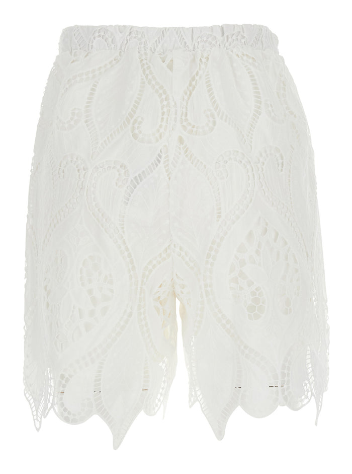 UKULELE SHORT with contrast details in White Polyester for Women And Bermuda