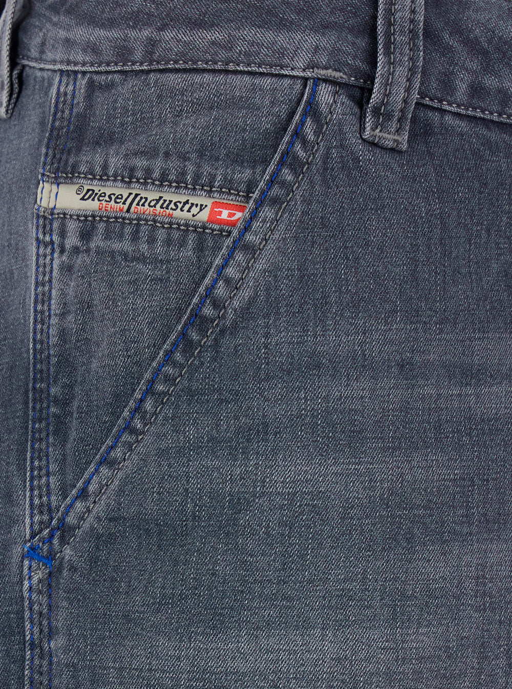 D-LIVERY-W Blue Cotton Denim Five-Pocket Jeans for Men Grey