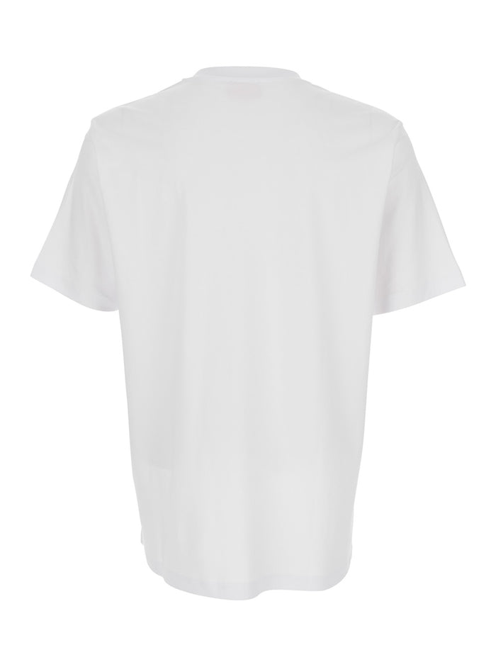 T-Shirt T-Adjust-Met with Lettering Logo on the Front in White Cotton for Men Tshirts And Polo Shirts
