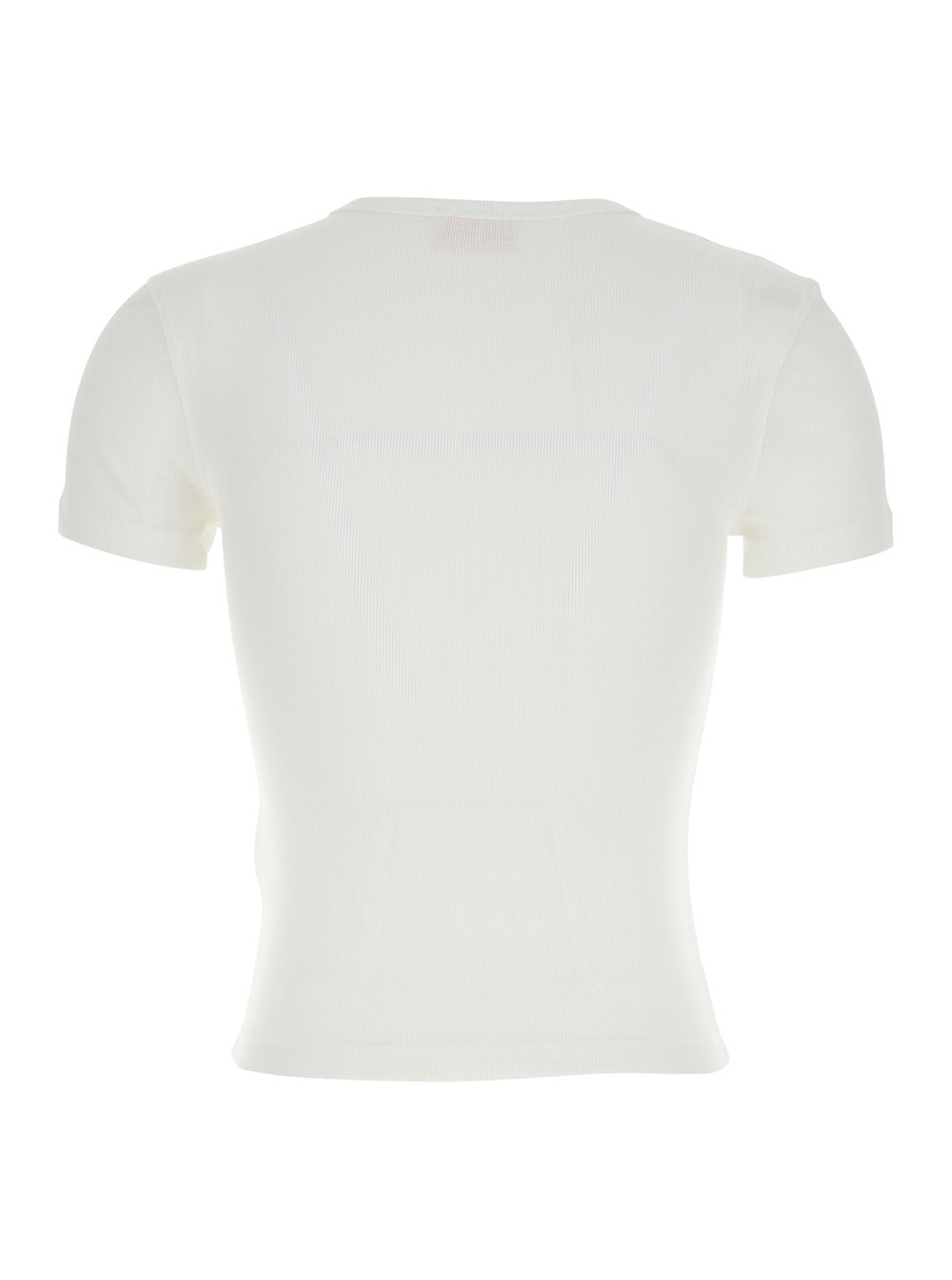 White T-shirt with DLogo on the Front in Womens Cotton Elastane Tshirts And Polo Shirts