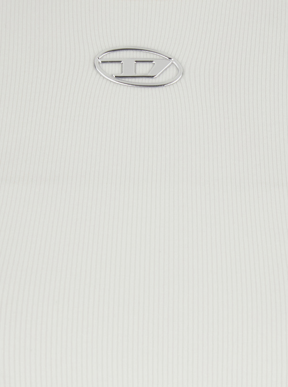 White T-shirt with DLogo on the Front in Womens Cotton Elastane Tshirts And Polo Shirts
