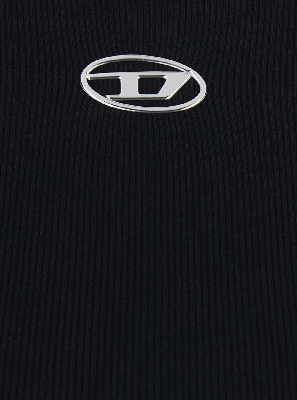 Black T-Shirt With Dlogo Applied On The Front Cotton Woman Elastane Tshirts And Polo Shirts