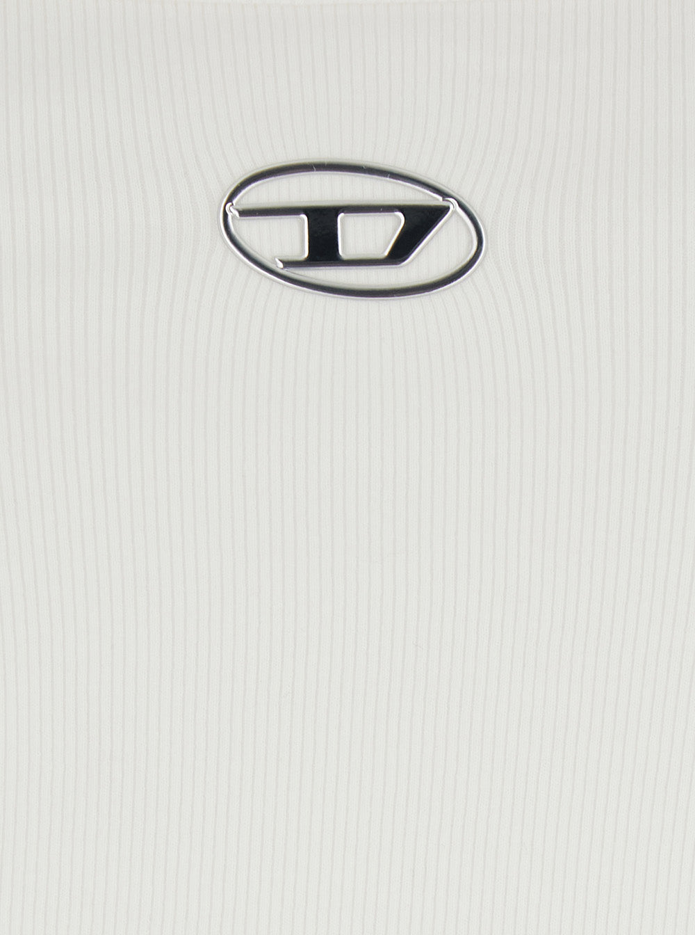 DLogo Top with Thin Straps and Plaque on Front in White Cotton for Women Elastane Tops