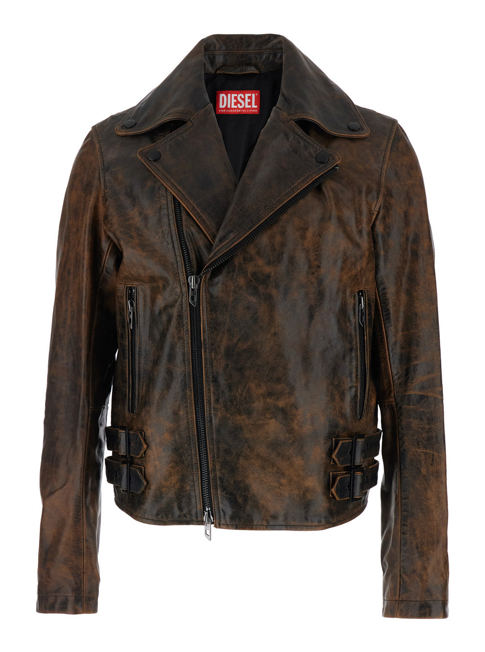 L-EON Jacket Brown with Leather Front Closure for Men Outerwear
