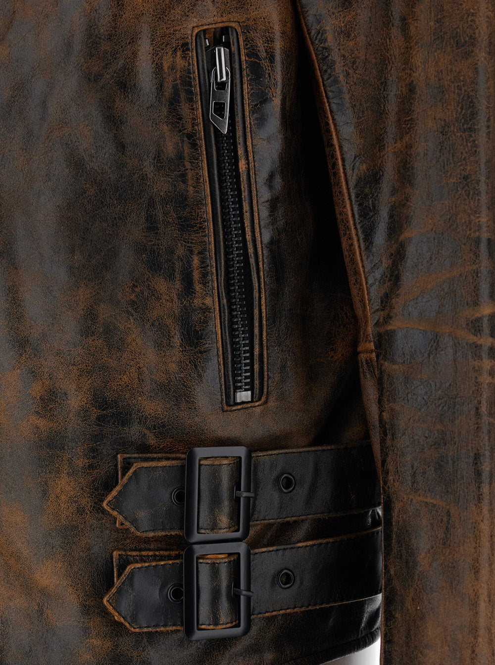 L-EON Jacket Brown with Leather Front Closure for Men Outerwear