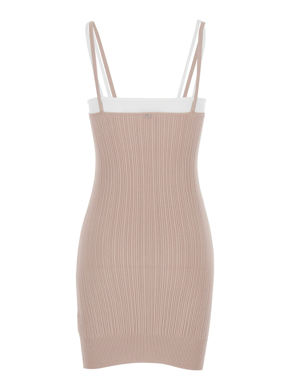 Mini Dress M-Zandra with Thin Straps in Two Colors and Ribbed Knit Viscose Blend Pink Women Polyester