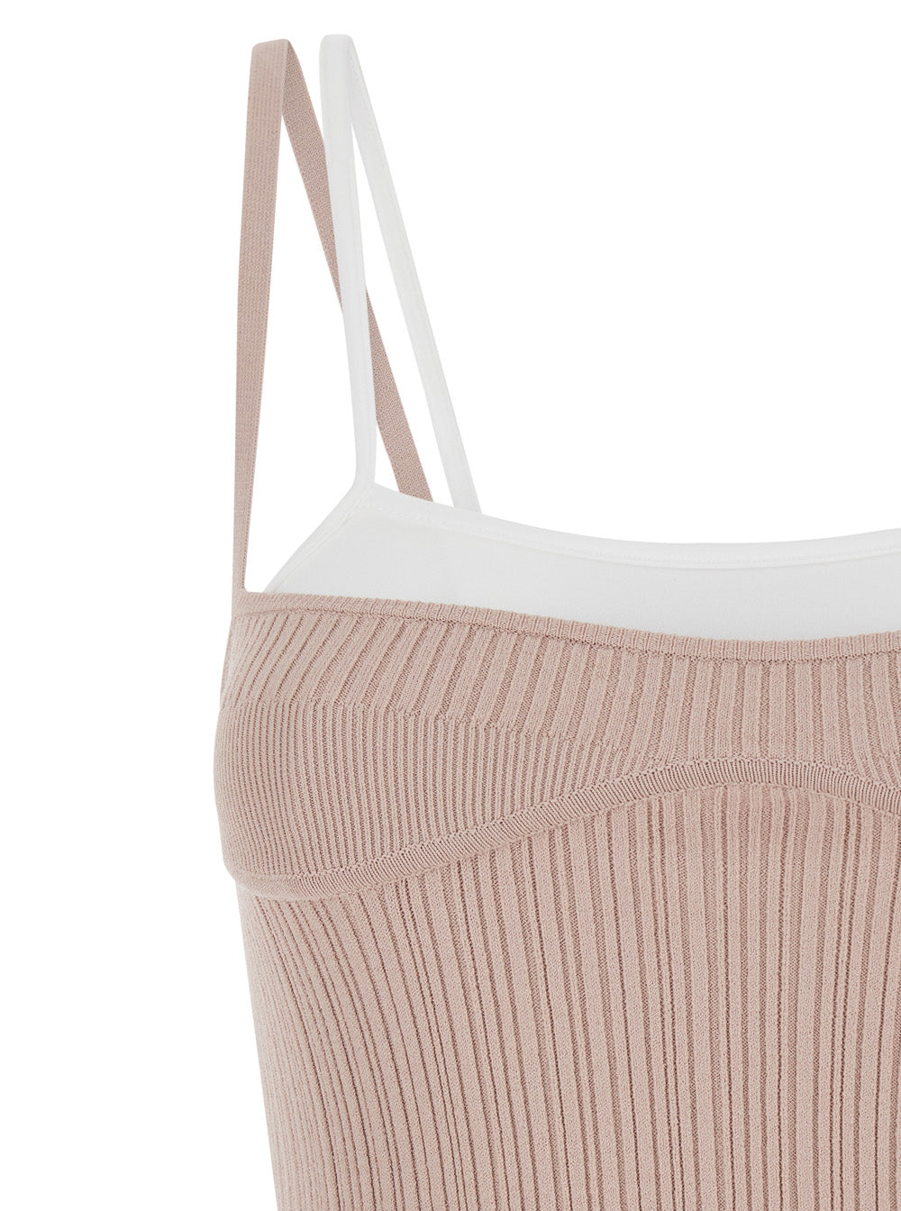 Mini Dress M-Zandra with Thin Straps in Two Colors and Ribbed Knit Viscose Blend Pink Women Polyester