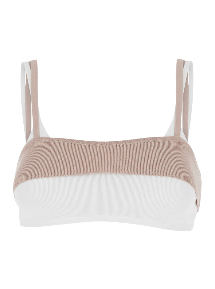 Top M-Zelda with Thin Bicolor Straps and Rectangular Neckline in Viscose Blend Pink Women Polyester Tops