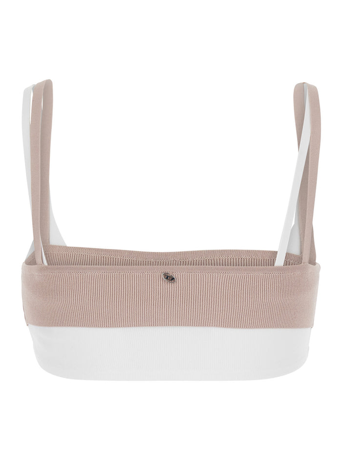 Top M-Zelda with Thin Bicolor Straps and Rectangular Neckline in Viscose Blend Pink Women Polyester Tops