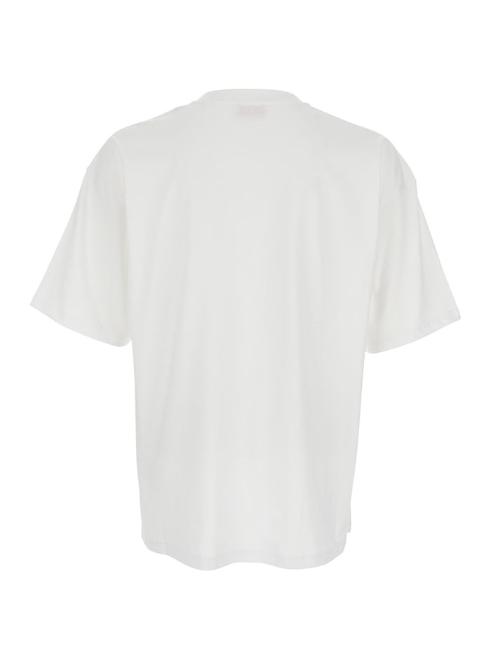 T-Shirt T-Lucien with Tone-on-Tone Logo Patch on the Front in White Cotton for Men Tshirts And Polo Shirts