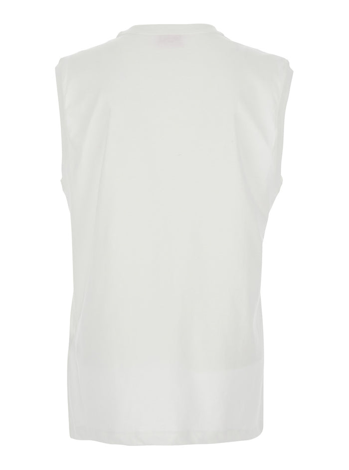 Top T-Bisco-Iod Sleeveless with Logo Detail on the Front in White Cotton for Men Tops