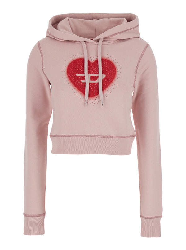 Cropped Hoodie Pink Cotton Sweatshirts