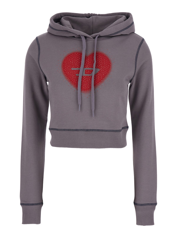 Hoodie Cropped Grey Cotton Sweatshirts