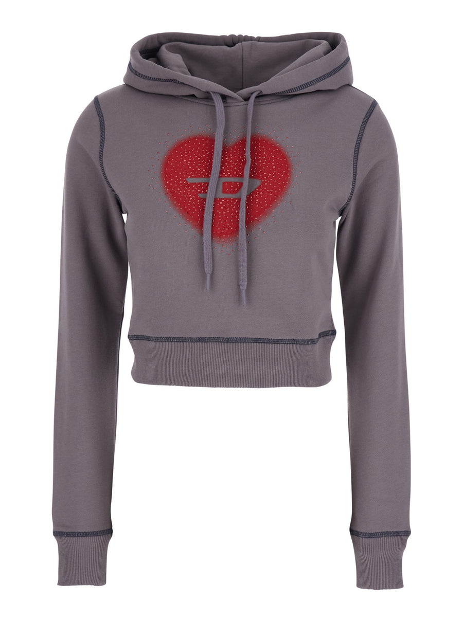 Hoodie Cropped Grey Cotton Sweatshirts