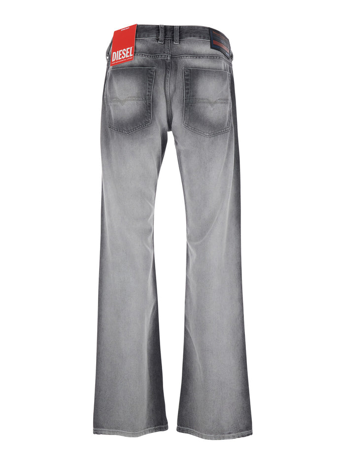 Gray Five-Pocket Jeans with Faded Effect for Men Grey Cotton Lyocell