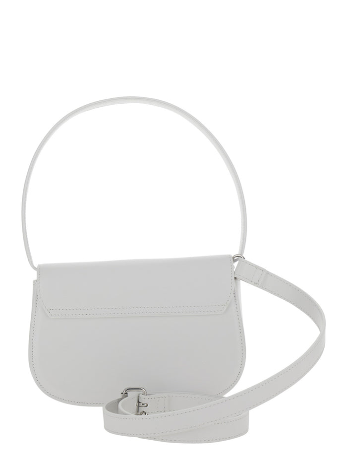 Shoulder Bag 1DR with Oval D Patch in White Leather for Women Pmu Hand