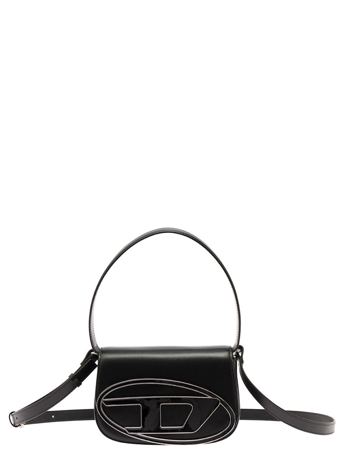 Shoulder Bag 1DR with Oval D Patch in Black Leather for Women Pmu Hand