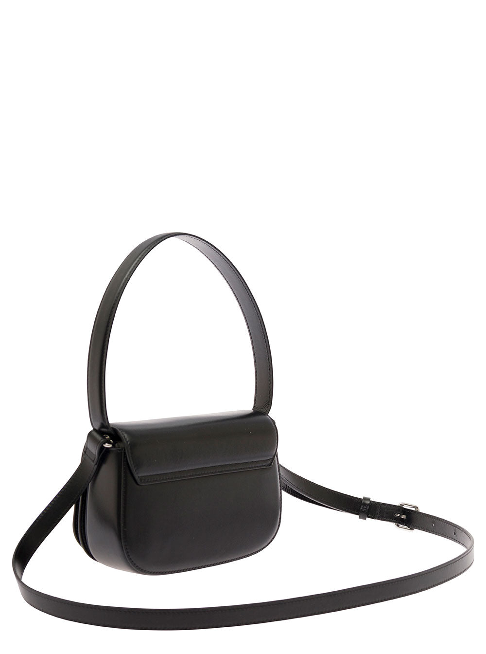 Shoulder Bag 1DR with Oval D Patch in Black Leather for Women Pmu Hand