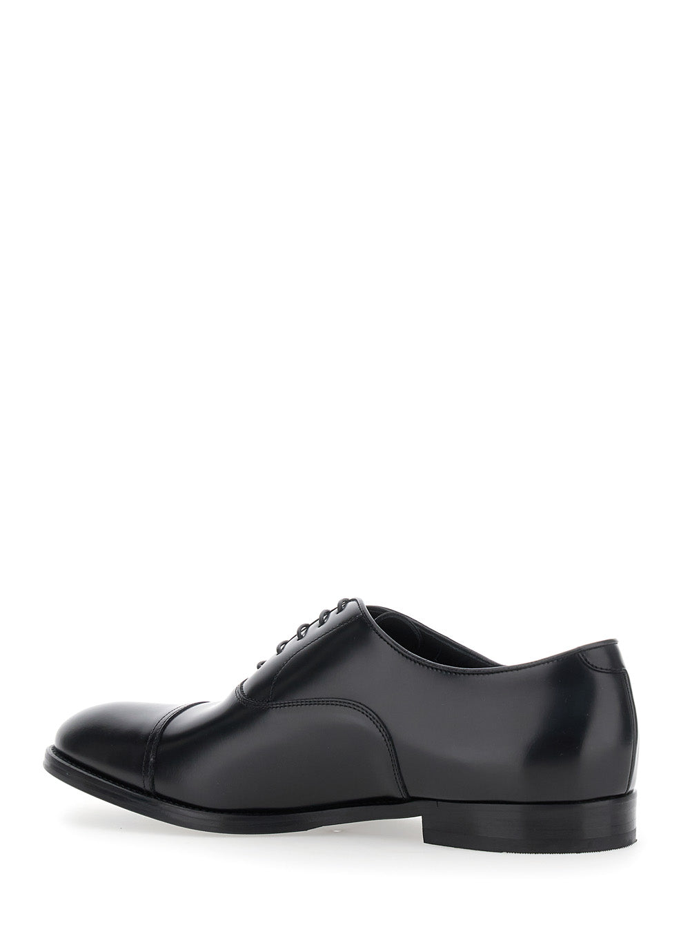 Black Smooth Leather Five-Hole Oxford Shoes for Men Calf Lace